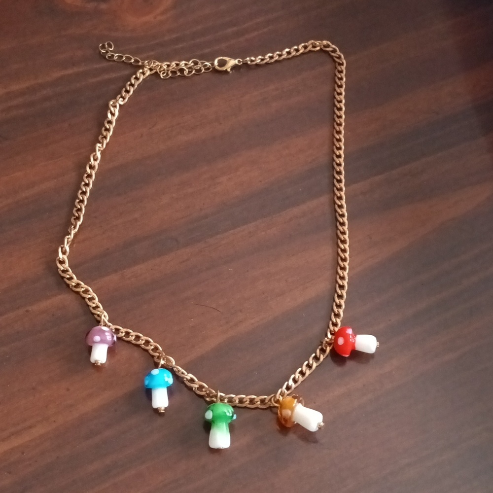 NWOT RAINBOW MUSHROOM NECKLACE